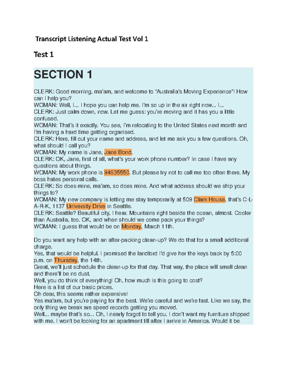 Transcript Listening Actual Test Vol 1 I Hope You Can Help Me I m 