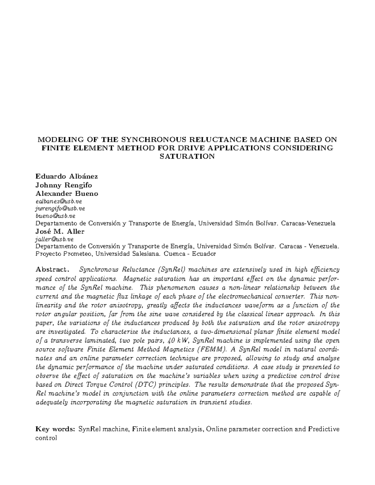 Modeling OF THE Synchronous Reluctance M MODELING OF THE SYNCHRONOUS