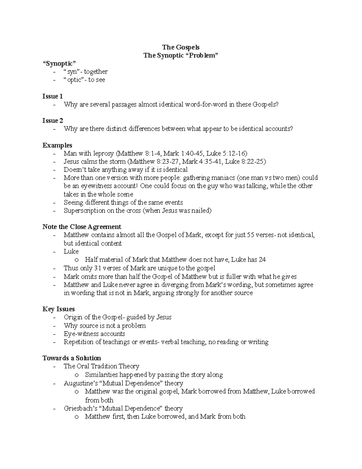 essay questions on the synoptic gospels