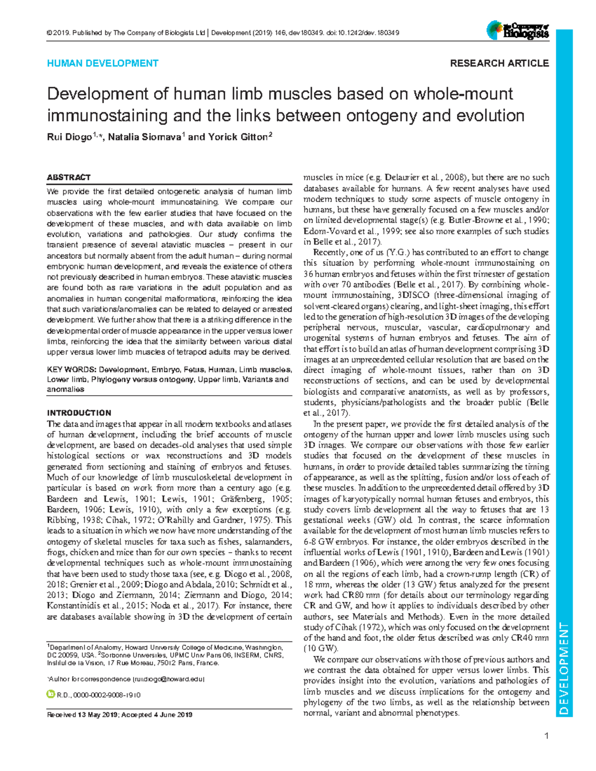 Development of human limb muscles based on whole-mount immunostaining ...