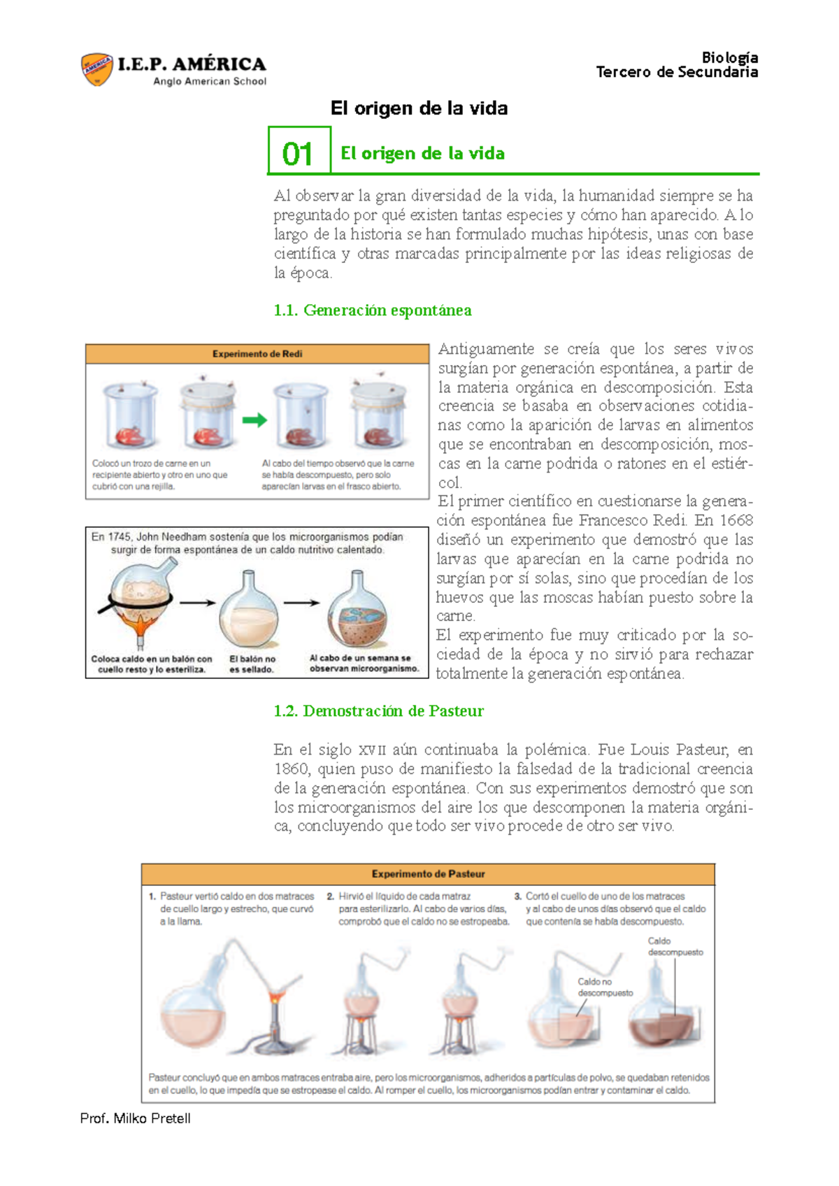 Origen DE LA VIDA 3ro SEC - Biología Tercero de Secundaria Prof. Milko ...