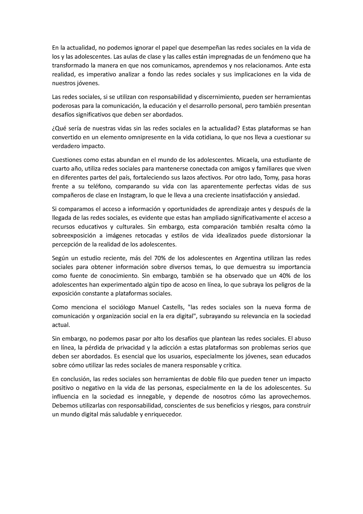 Tp Argumentacion Analisis De Un Texto Argumentativo En La Actualidad No Podemos Ignorar 0993