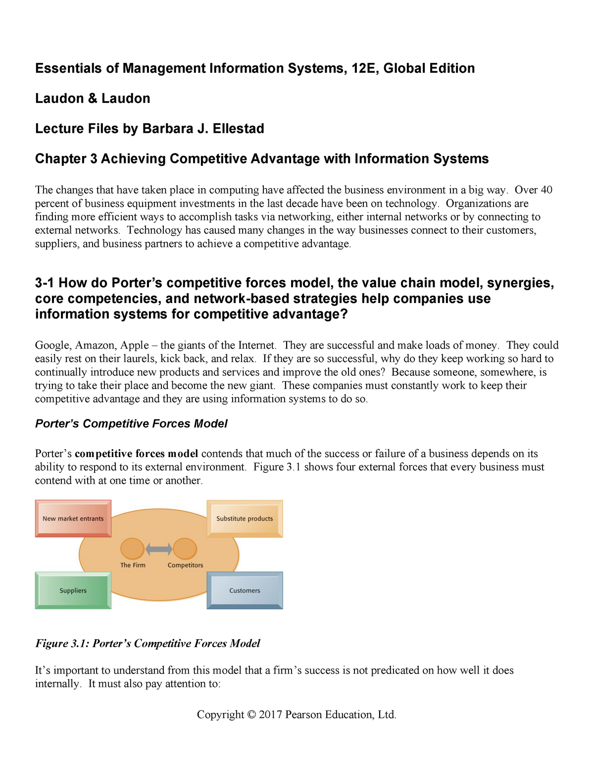 Chapter 03 Lecture Notes Mis 3301 Essentials Of Management Information Systems 12e Global