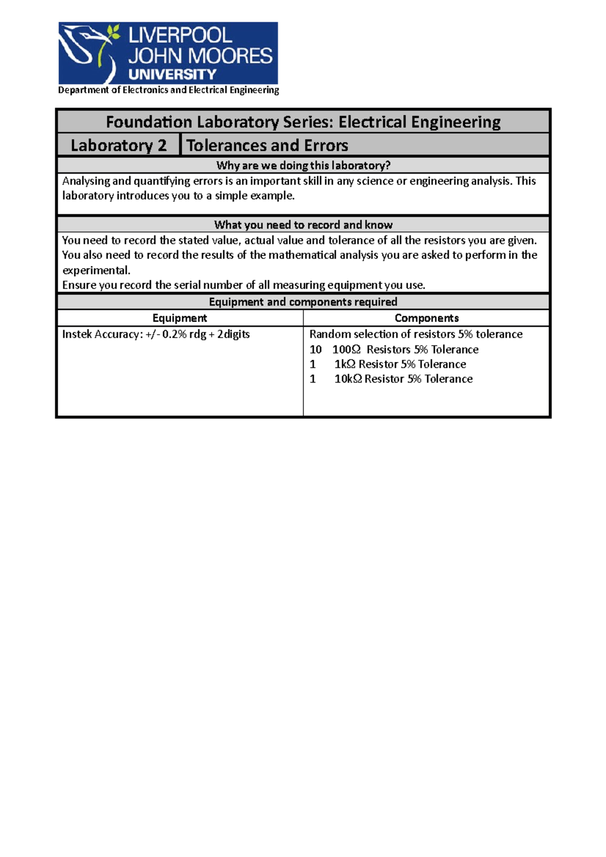 50038 405298 2 - lab notes - Department of Electronics and Electrical ...
