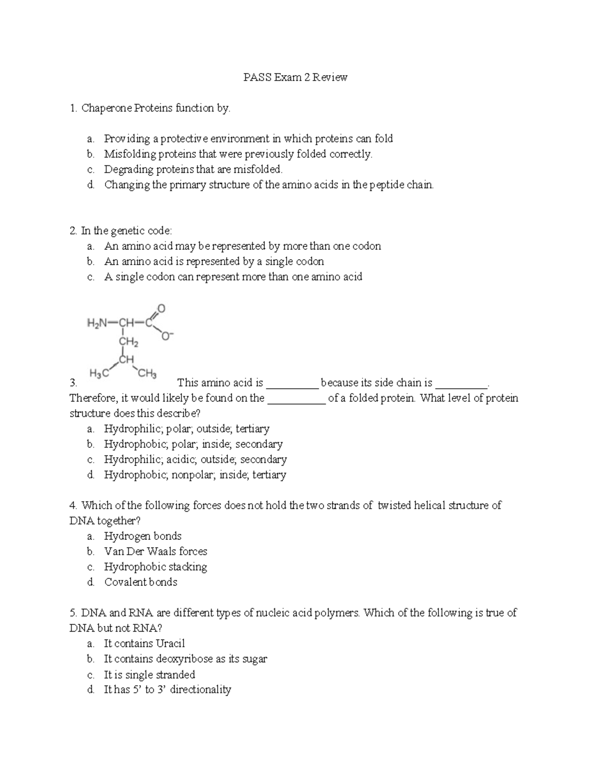PASS+Exam+2+Review+%28spr24%29+ - PASS Exam 2 Review Chaperone Proteins ...