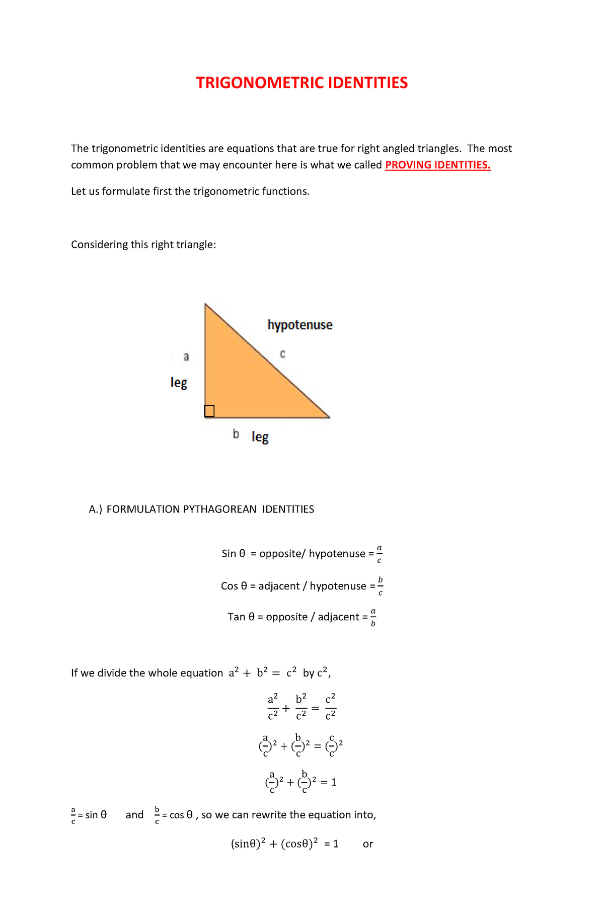 Trigonometric Identities - Engineering Calculus 1 - CIT-University ...