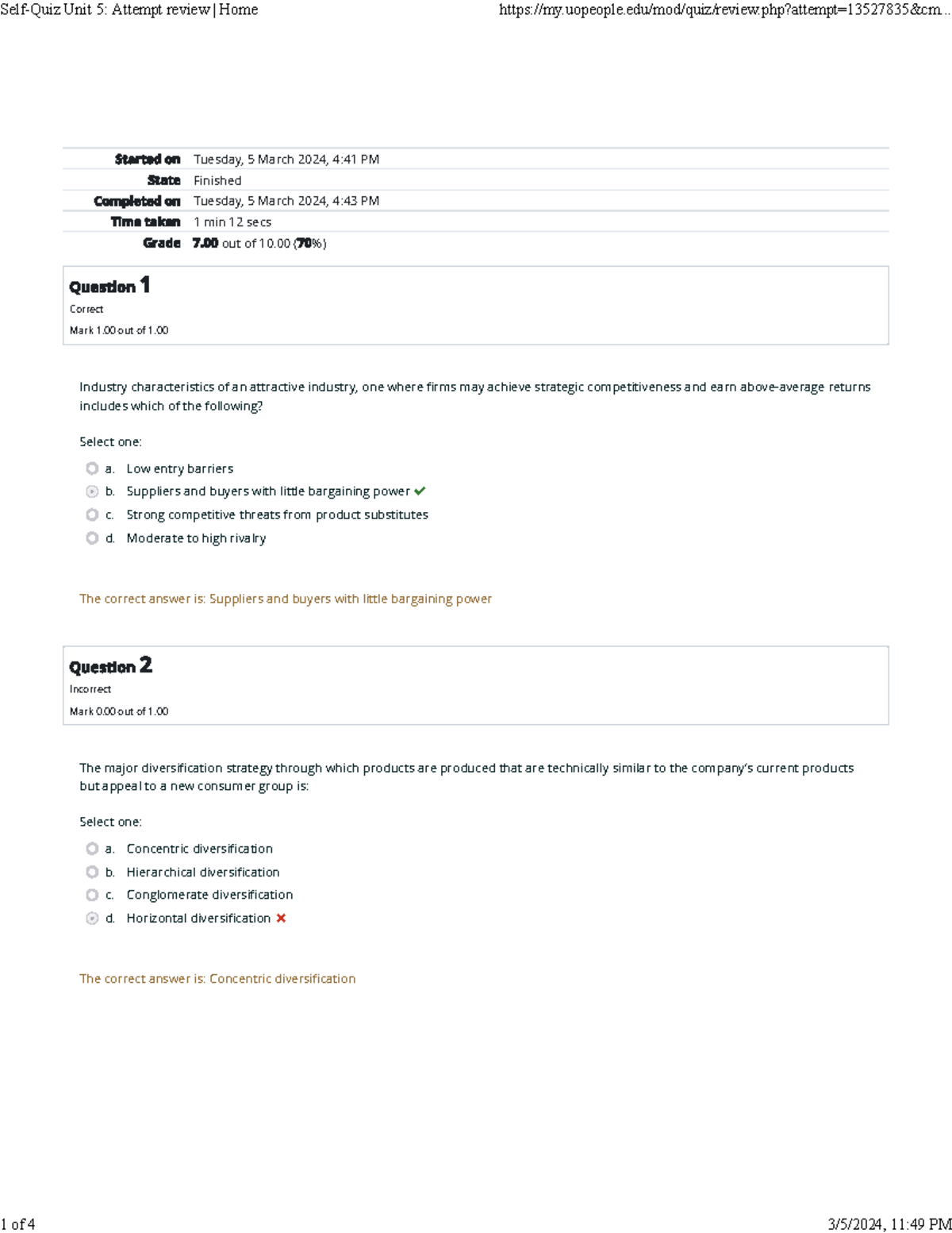 Self-Quiz Unit 5,3 - self quiz - Tuesday, 5 March 2024, 4:41 PM ...