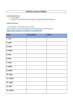 Speech Sample Observation Form - Speech Sample Observation Form SPEECH ...