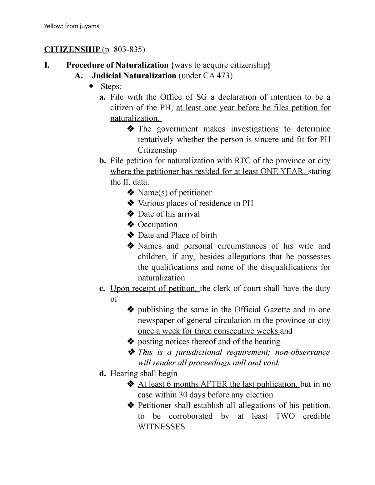 Citizenship-jun - Summary Constitutional Law - CITIZENSHIP (p. 803-835 ...