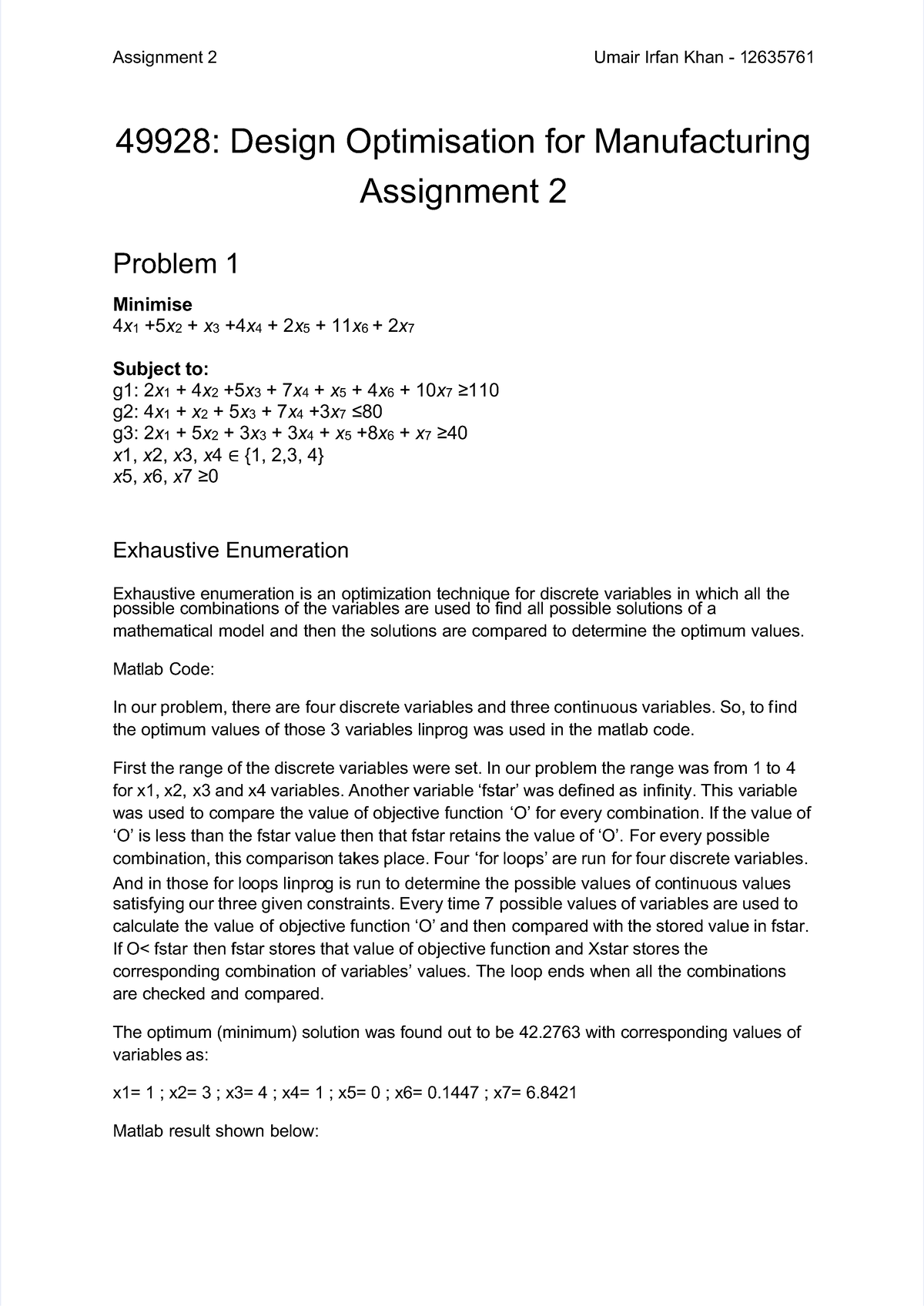 Pdf-assignment-2-report compress - 49928: Design Optimisation for ...