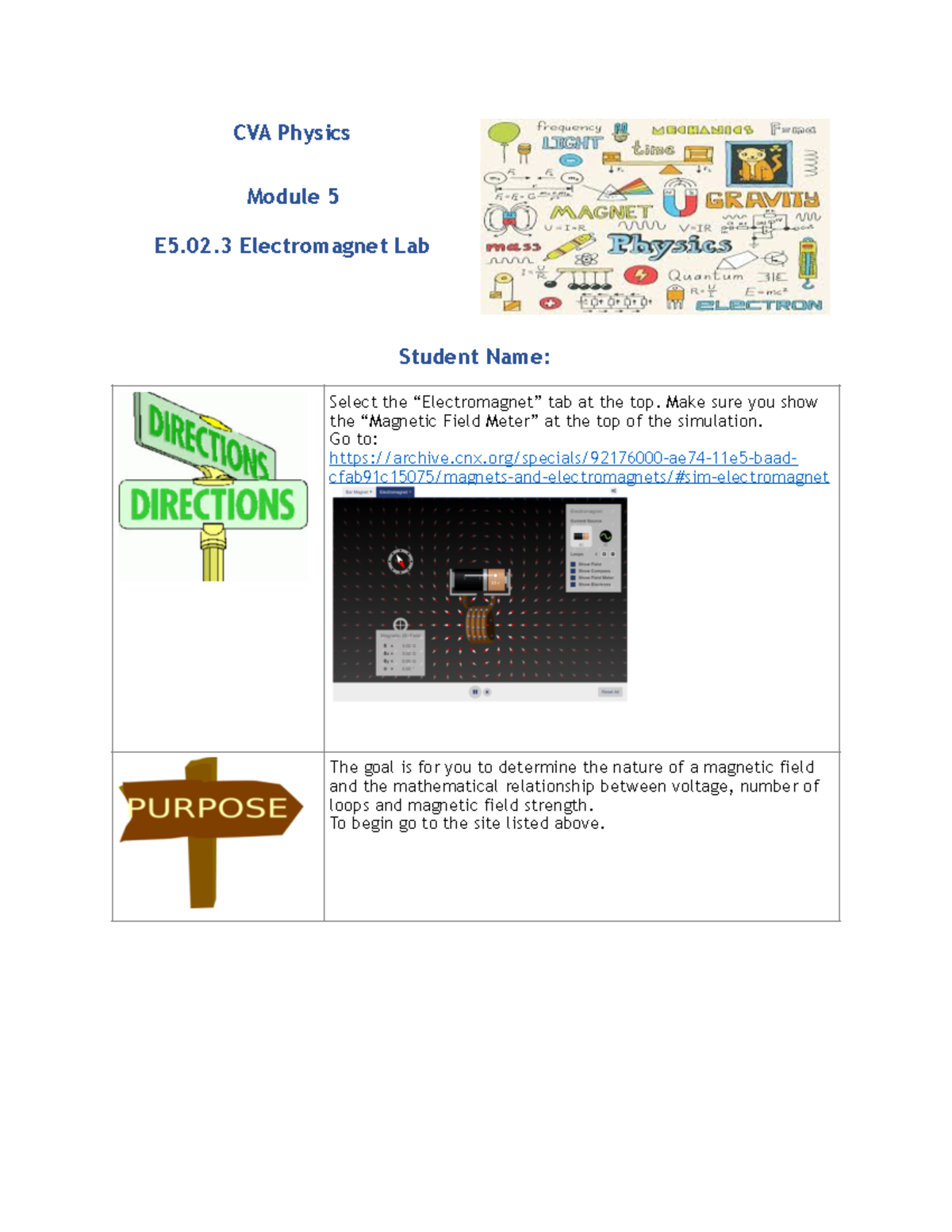 Lab finished Student Name CVA Physics Module 5 E5.02