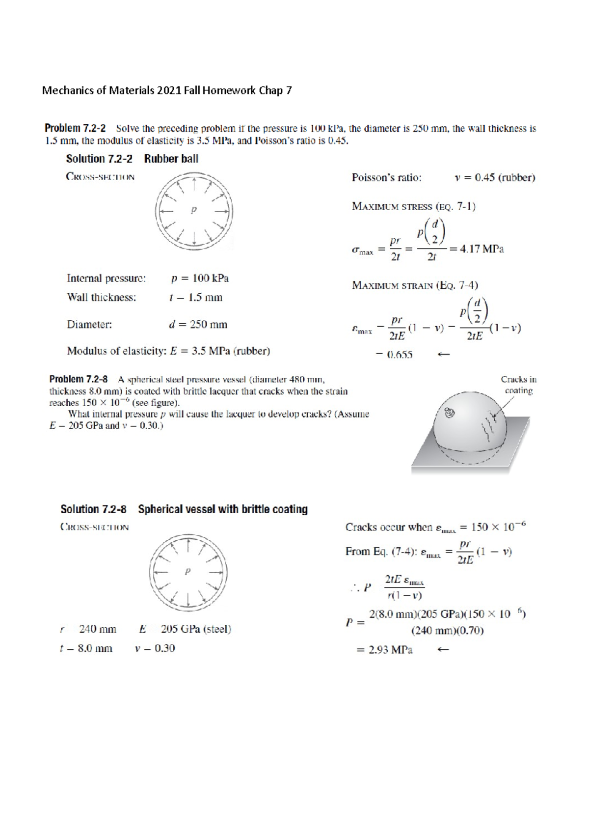 2021 Mechanics Of Materials Homework Chap 07 - Mechanics Of Materials ...