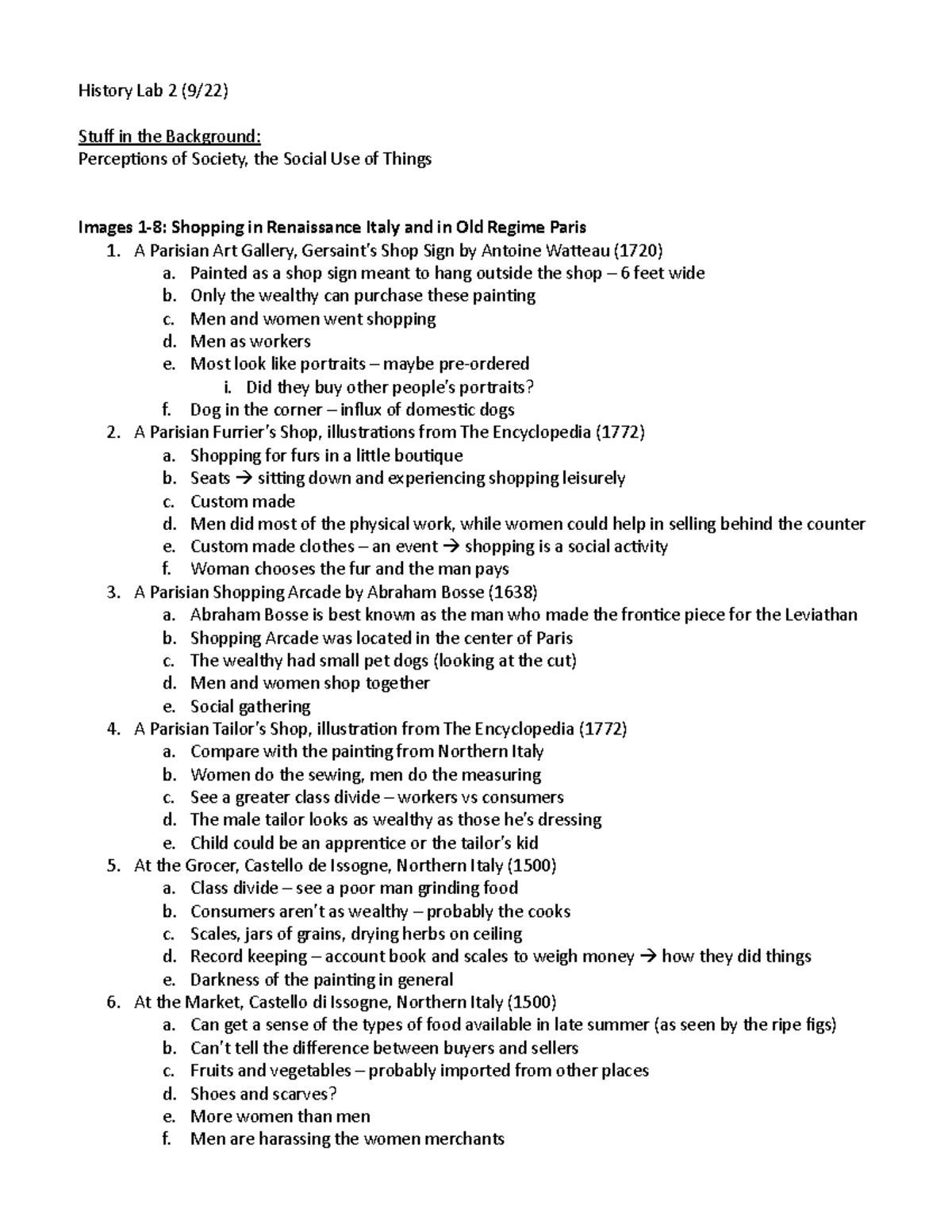 History Lab 2 Notes History Lab 2 (9/22) Stuff in the Background Perceptions of Society, the