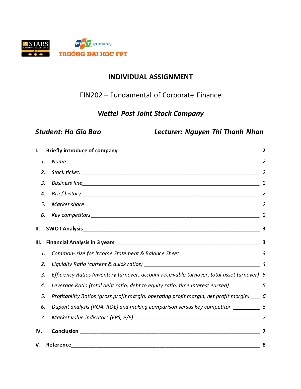 Assignment FIN202 - INDIVIDUAL ASSIGNMENT FIN202 – Fundamental Of ...