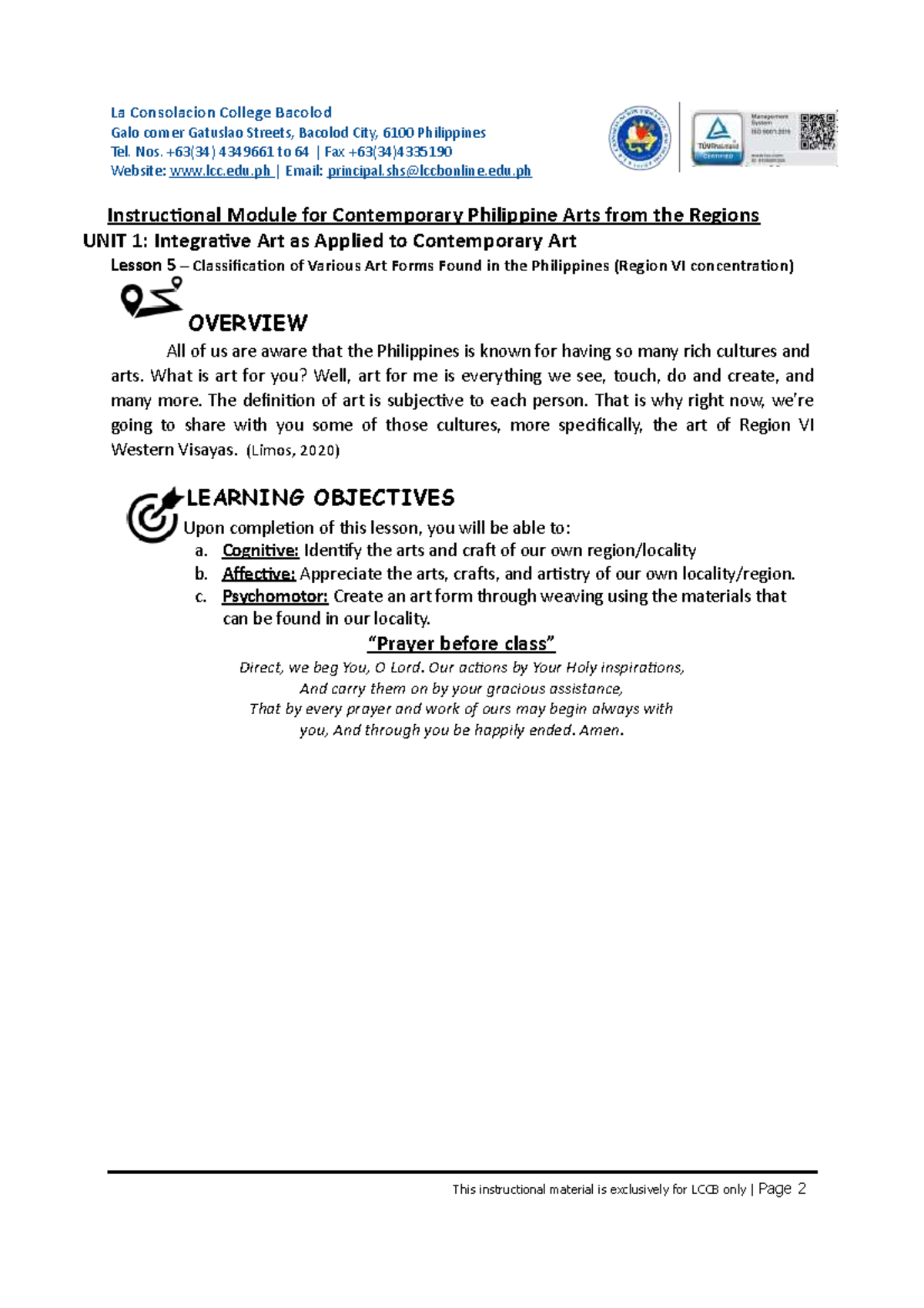 Con Arts-Lesson+5+Learning+Materials - This instructional material is ...