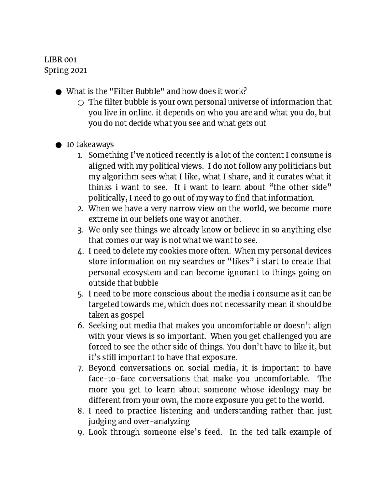 What is the Filter Bubble and how does it work LIBR 001 Spring 2021 What is the "Filter Studocu