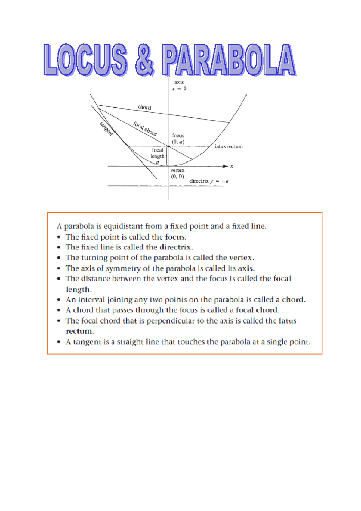 Locus parabola questions - Syllabus Reference: Definition of Locus ...