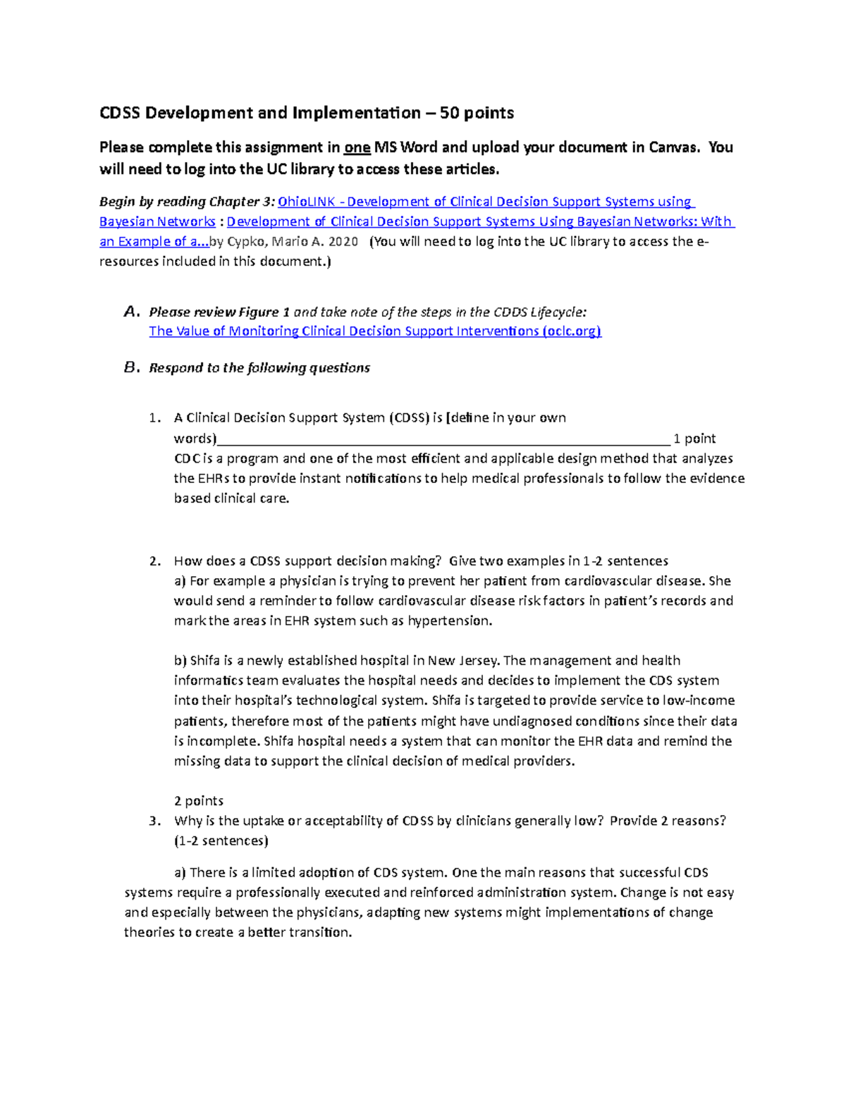 HI7010 Assignment Module 2-3 - CDSS Development and Implementation – 50 ...