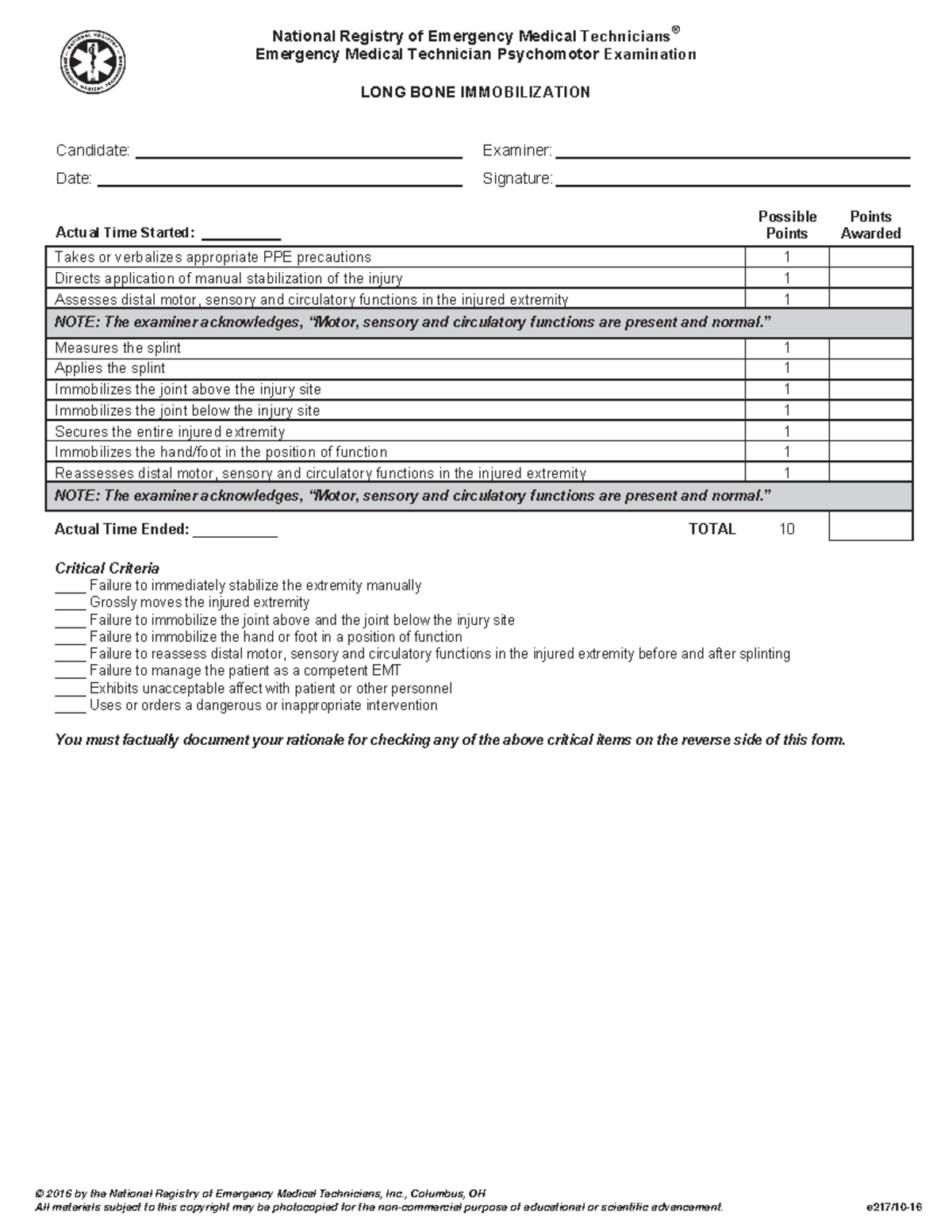 E217 Longbone Immobilization - National Registry of Emergency Medical ...