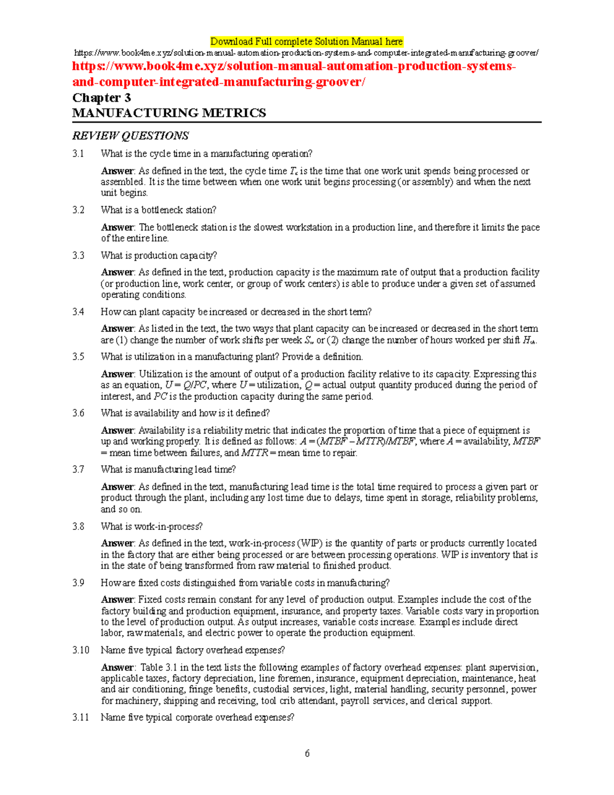 Chapter 03 Automation Production Systems And Computer Integrated