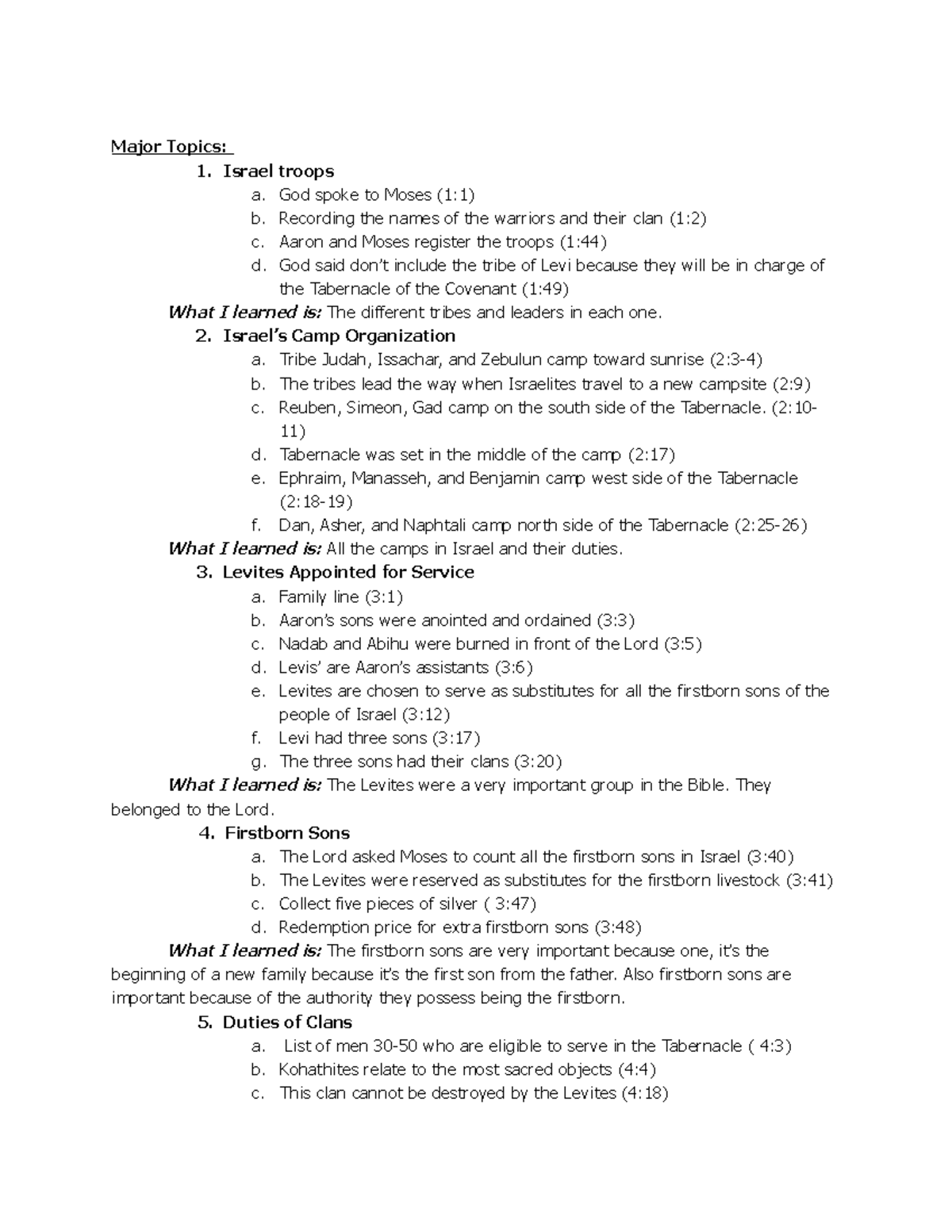 Numbers W S - Worksheet Assignments - Major Topics: 1. Israel troops a ...