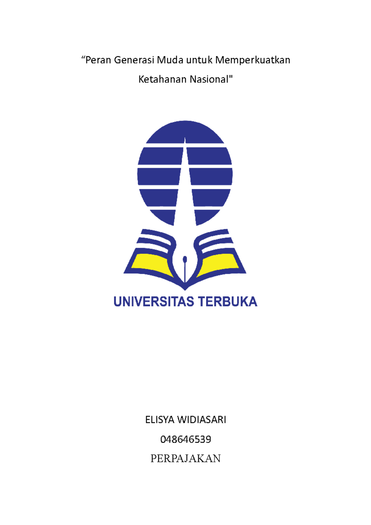 Tugas 1 PKN - “Peran Generasi Muda Untuk Memperkuatkan Ketahanan ...