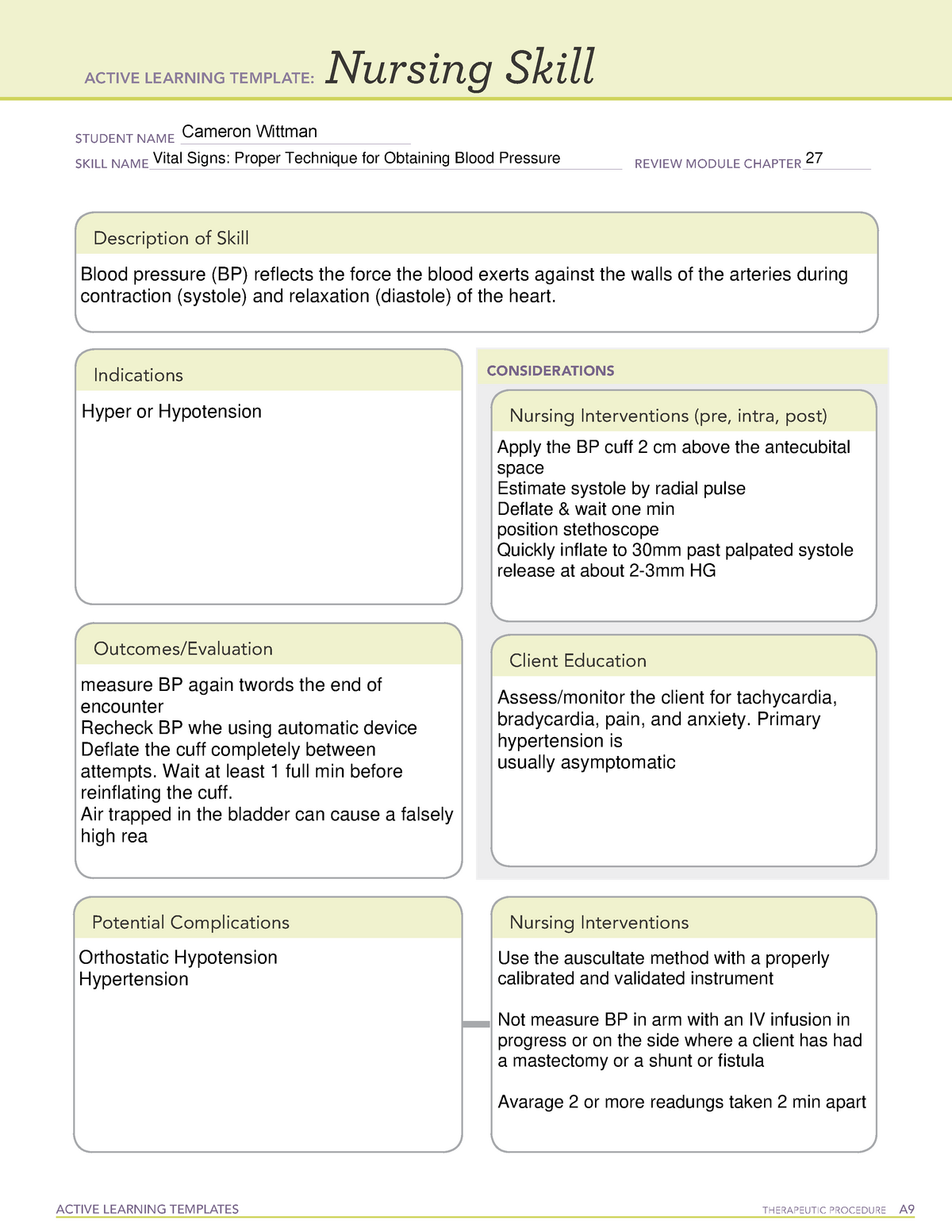 A Blood Pressure Active Learning Template Active Learning DD3