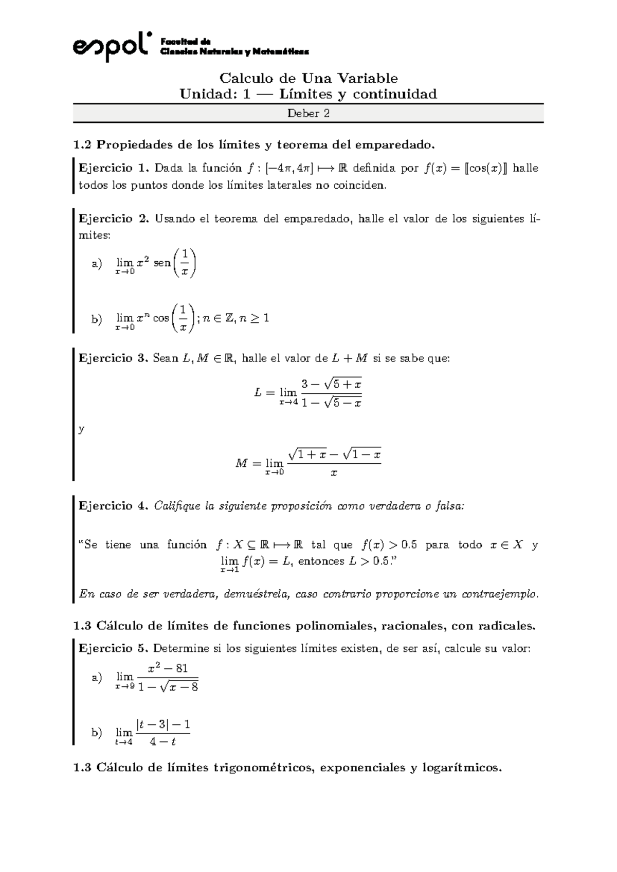 2024 PAO I CUV D02 - Calculo de Una Variable Unidad: 1 — Límites y ...