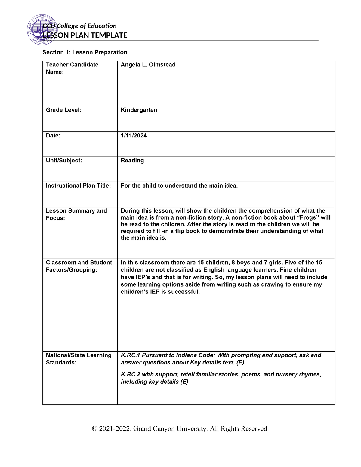 24 - They gave me an assignment and I did it! - LESSON PLAN TEMPLATE ...