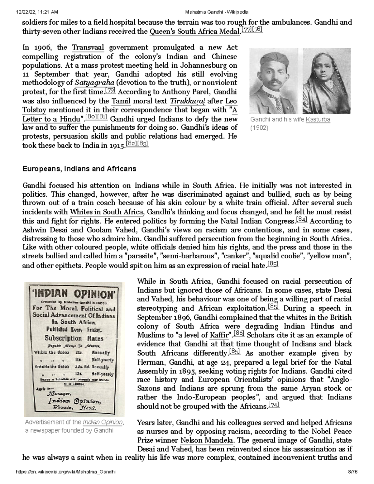 Mahatma Gandhi - Wikipedia-2 - Gandhi and his wife Kasturba (1902 ...
