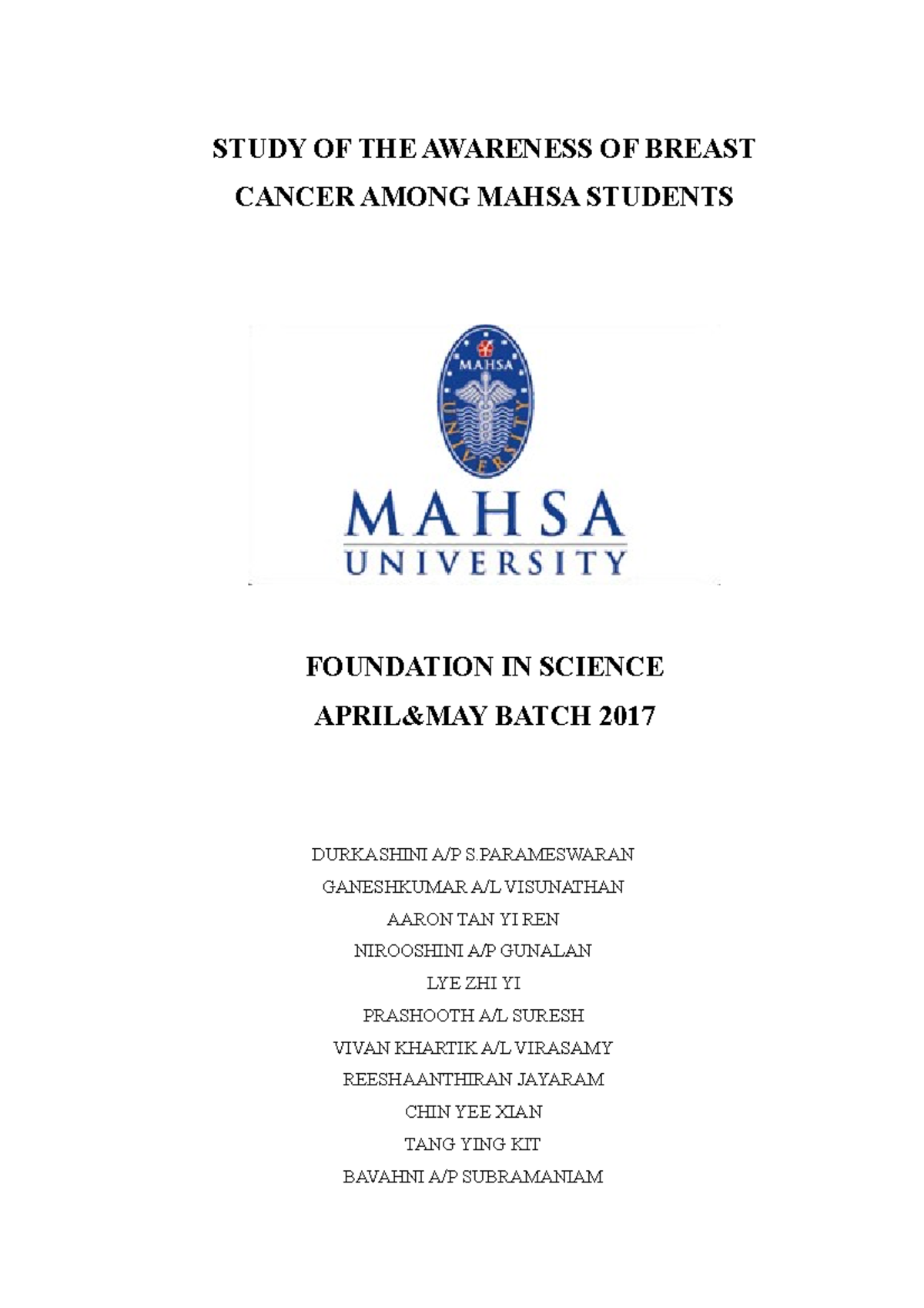 Study OF Awareness OF Breast Cancer Among THE Young Adults - STUDY OF ...