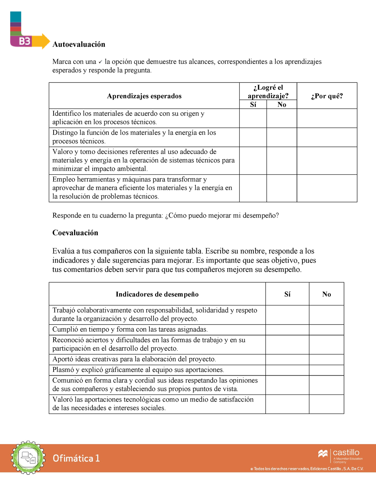 Rbc B3 - Biología - Autoevaluación Marca Con Una La Opción Que ...