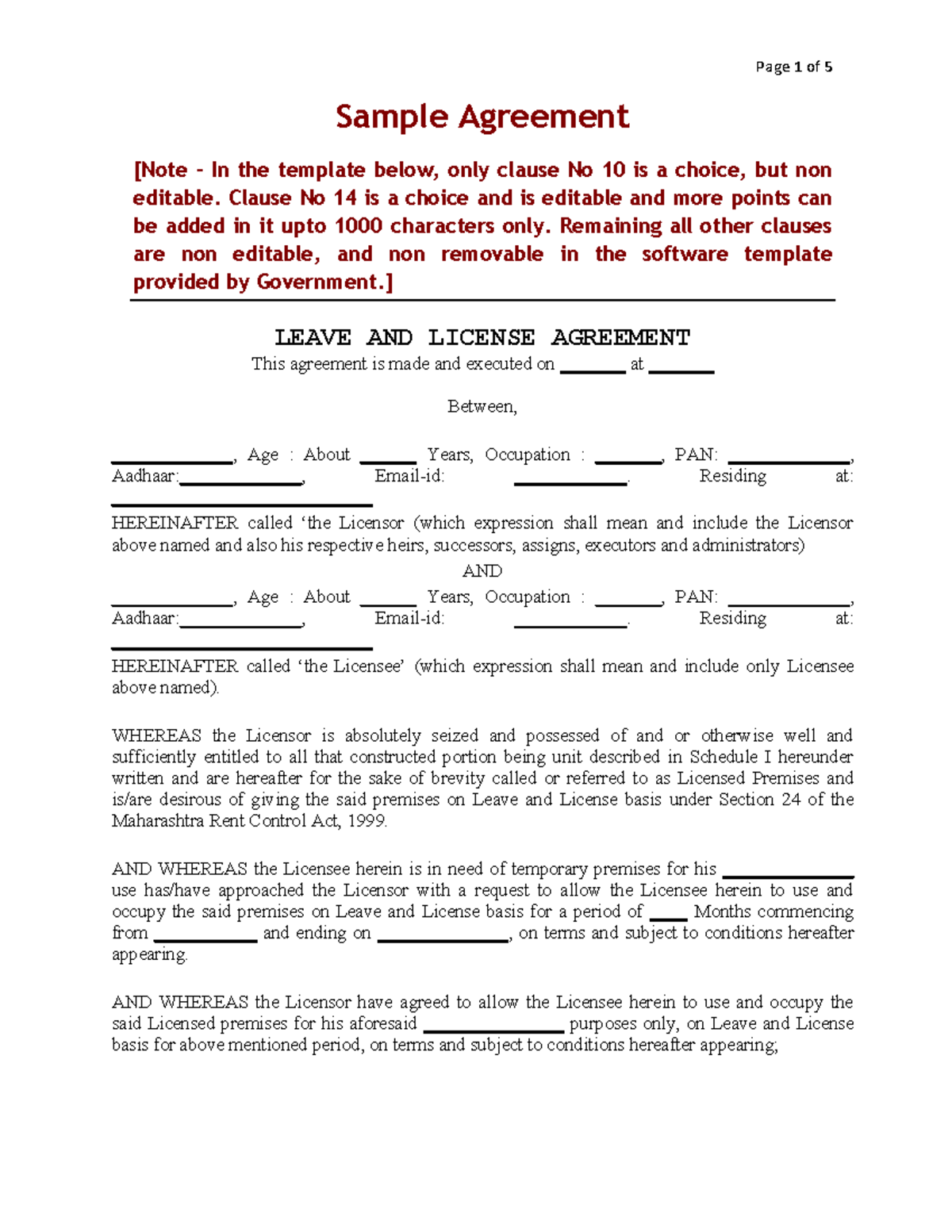 Sample-Agreement - Practicing drafting - Sample Agreement [Note – In ...