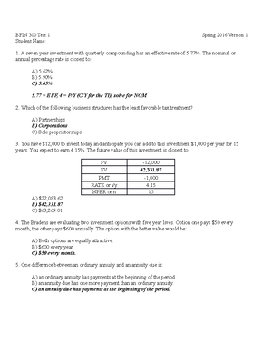 Chapter 2 - BFIN 300 - UAlbany - Studocu