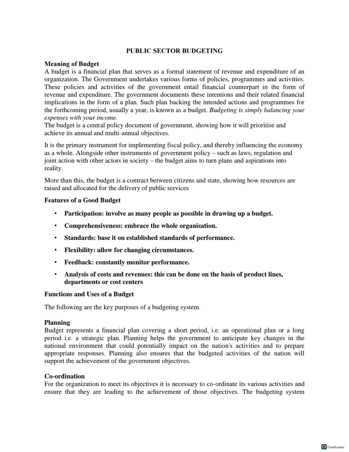 Public Sector Budgeting - PUBLIC SECTOR BUDGETING Meaning of Budget A ...