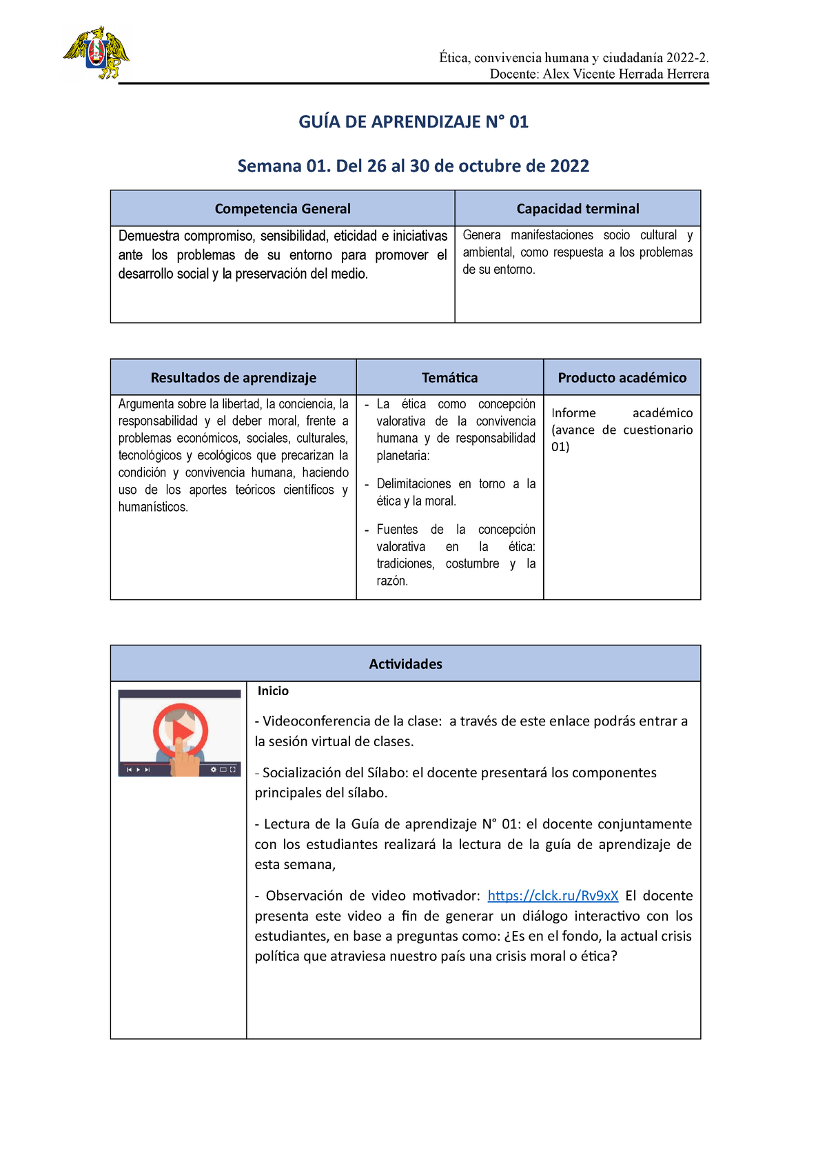 Guía De Aprendizaje Semana 01 Ética Convivencia Humana Y Ciudadanía 2 GuÍa De Aprendizaje N 9857