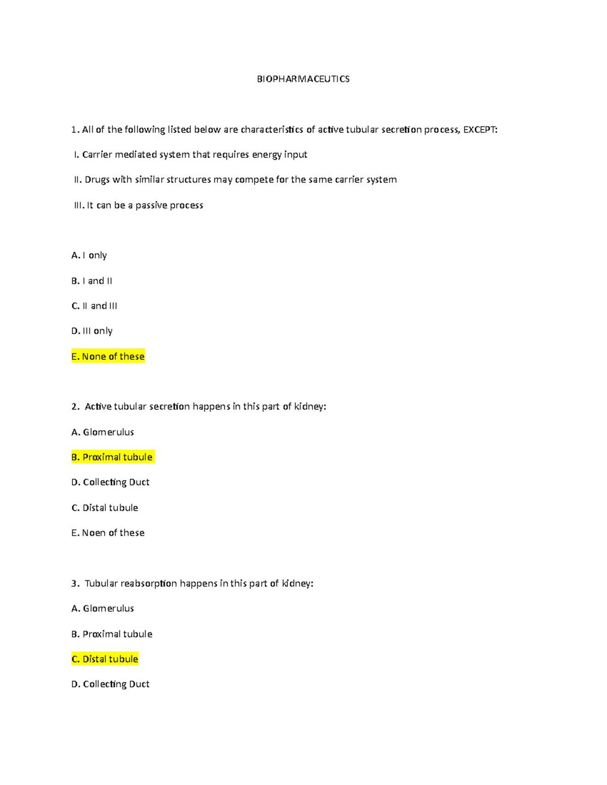 Biopharmaceutics 1 - Pacop Materials Questions And Answers ...