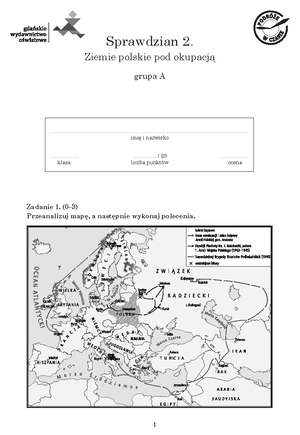 Klasa 8 historia sprawdzian 1 a test pdf - 1 Sprawdzian 1. Europa i
