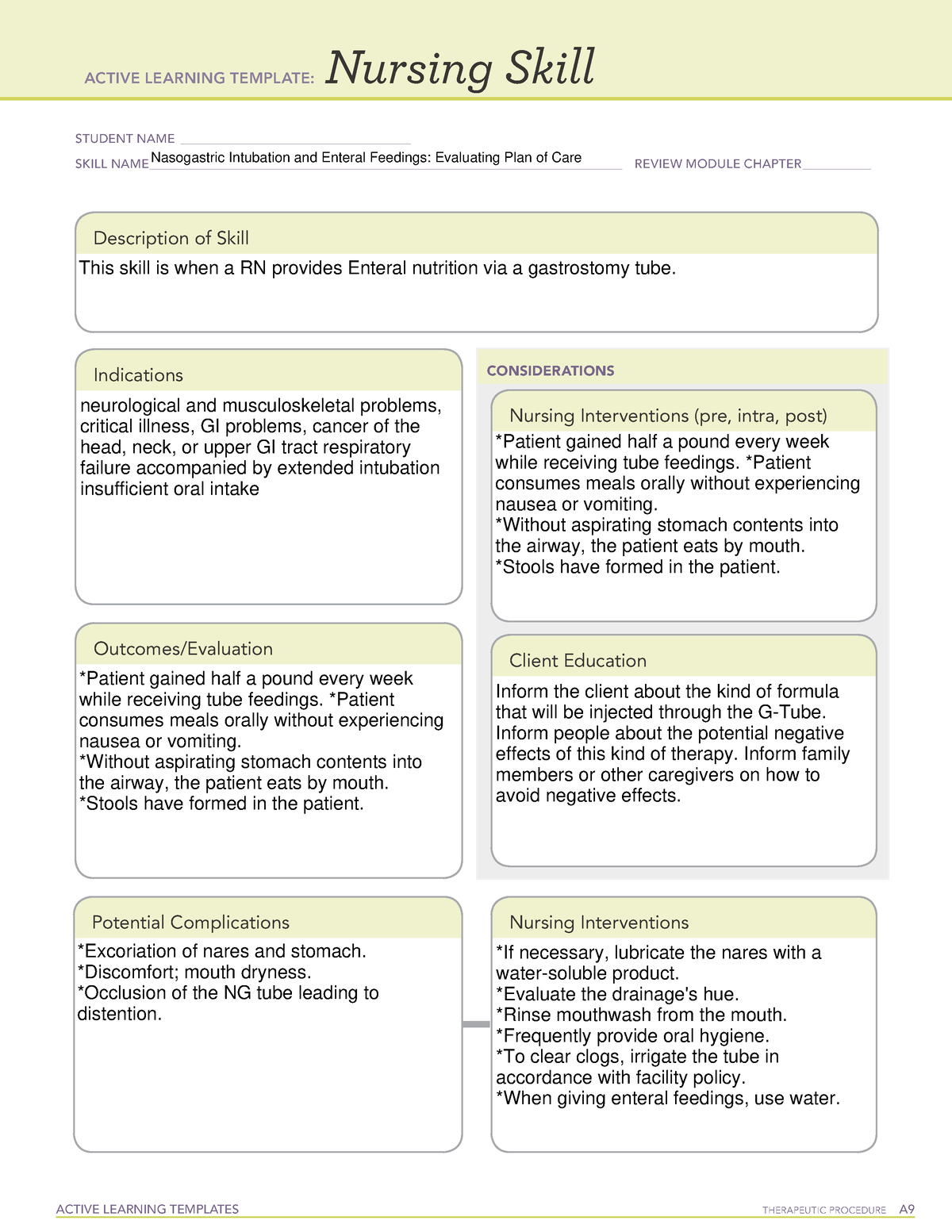 NR446 ALT Nursing Skill - ACTIVE LEARNING TEMPLATES THERAPEUTIC ...