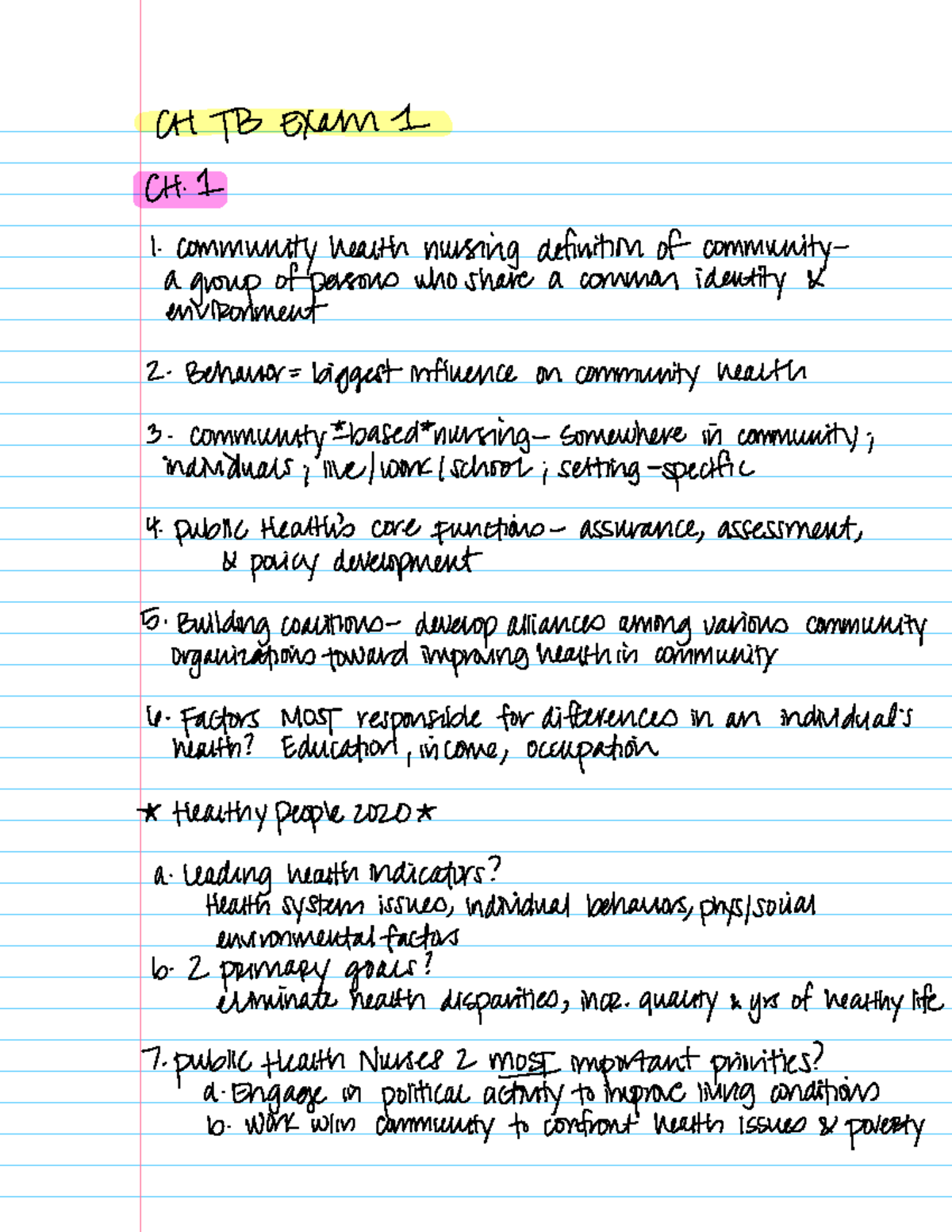 Community Health Test Bank Qs CH 1-2 - CH TB Exam 1 CH I 1 ...