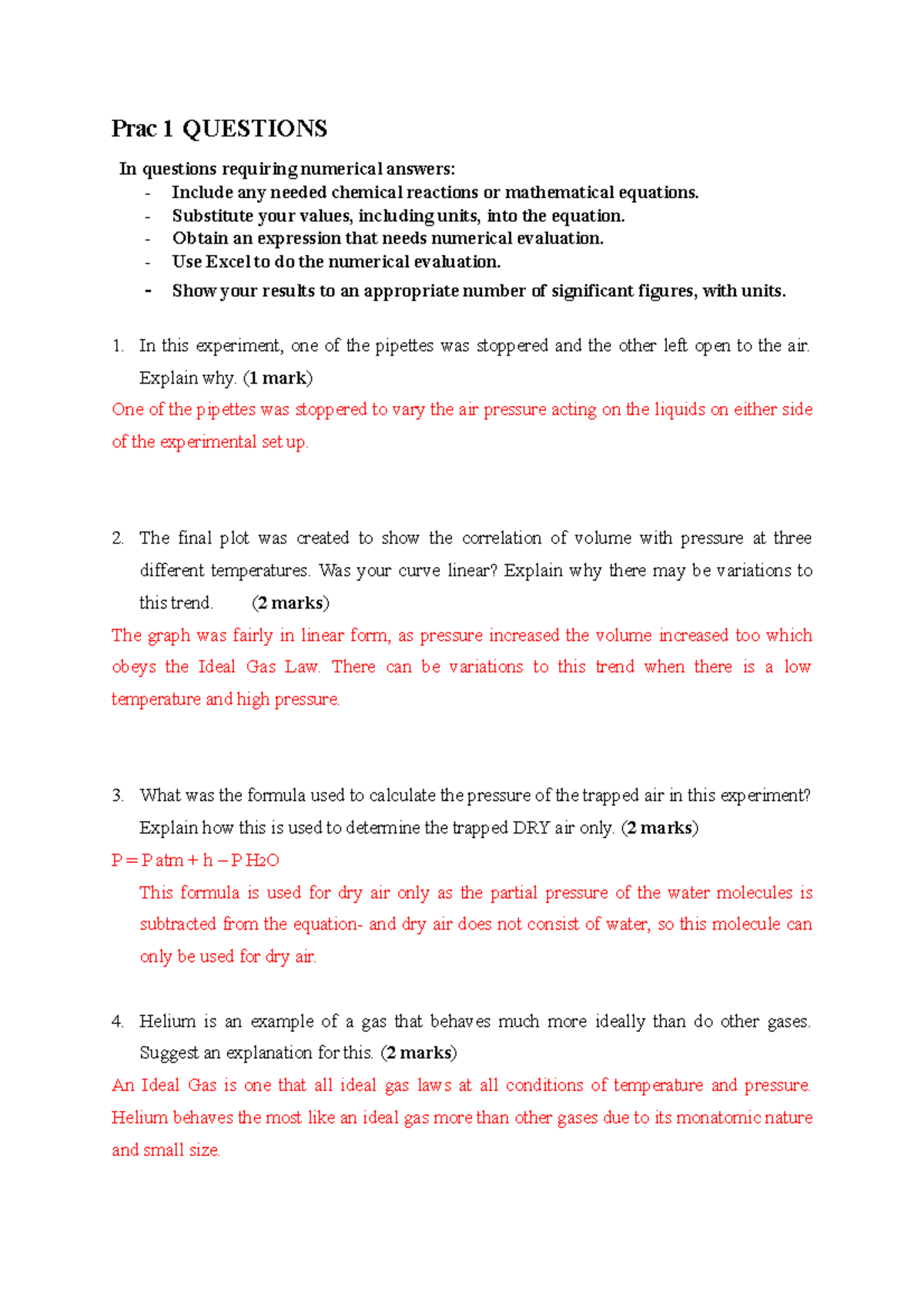 Practical 1 - questions-3 - Prac 1 QUESTIONS In questions requiring ...