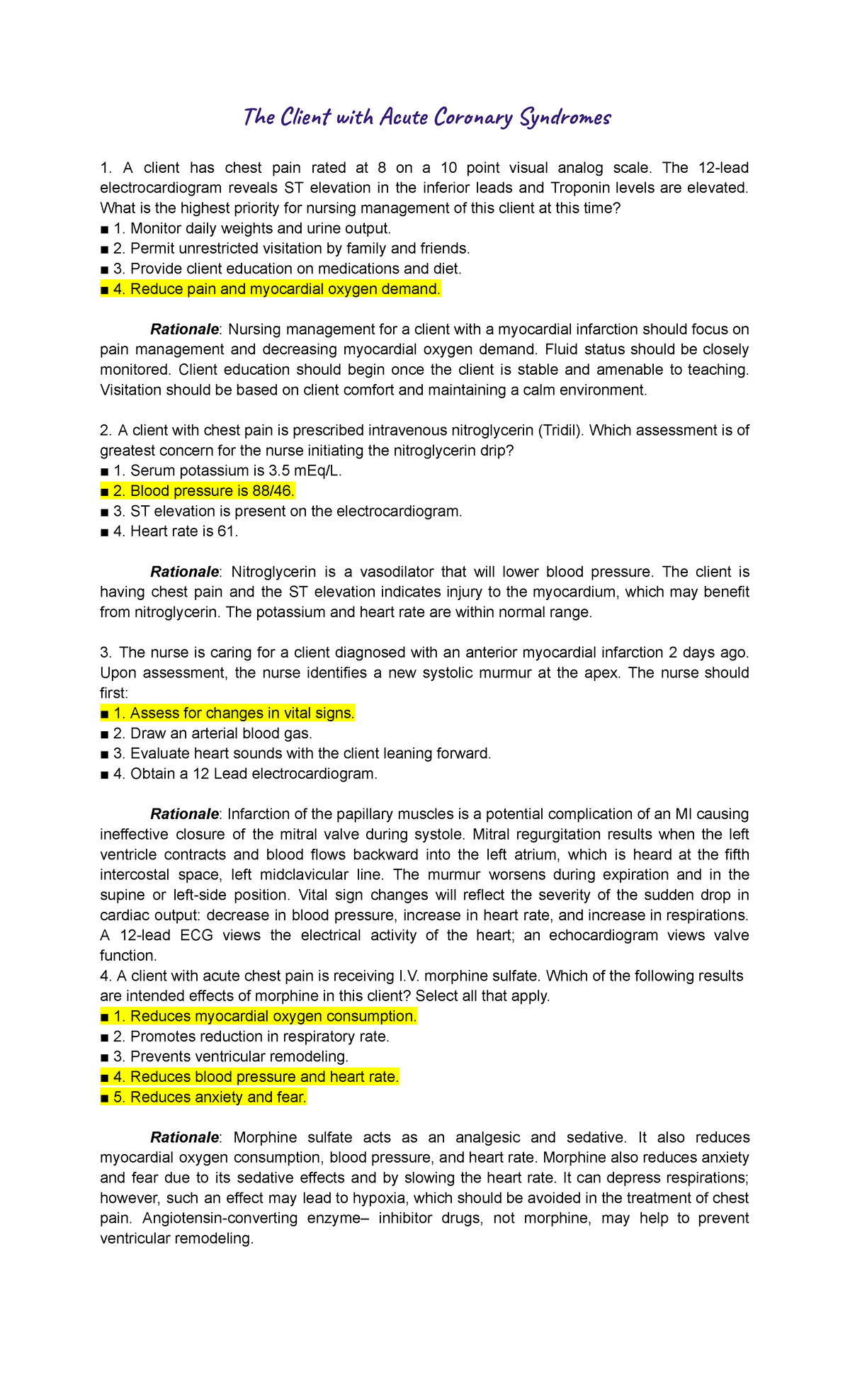Lippincott Based Med Surg Reviewer with Rationale The Cli wi Acu Cory
