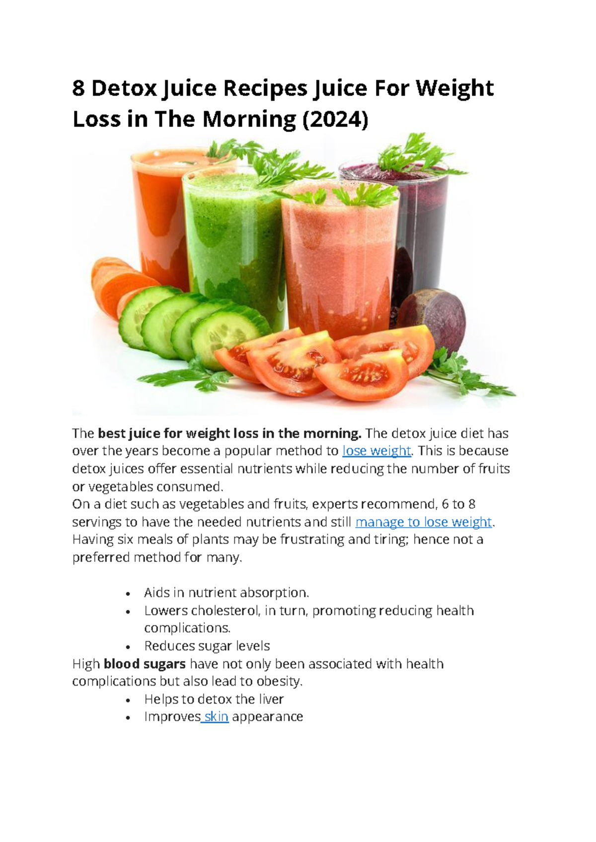 8 Detox Juice Recipes Juice For Weight Loss in The Morning The detox