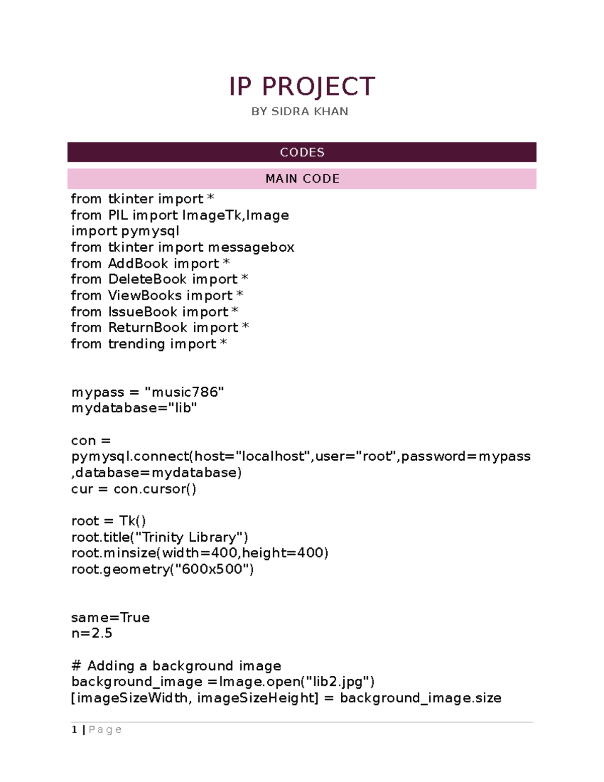 Library Management System - IP PROJECT BY SIDRA KHAN CODES MAIN CODE ...