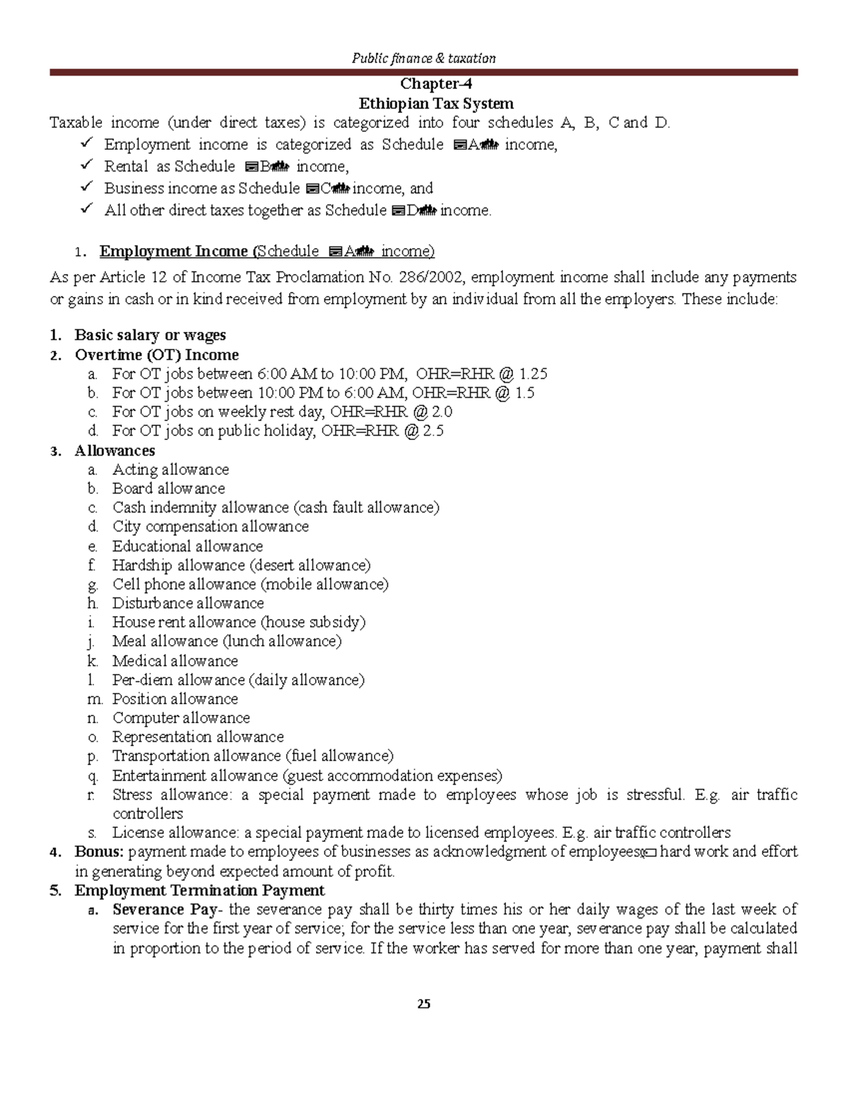 Chapter 4 pf Chapter Ethiopian Tax System Taxable (under
