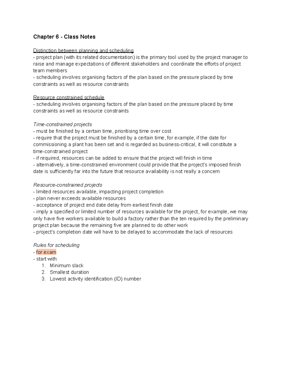 Chapter 6 - Class Notes (PM) - Chapter 6 - Class Notes Distinction ...
