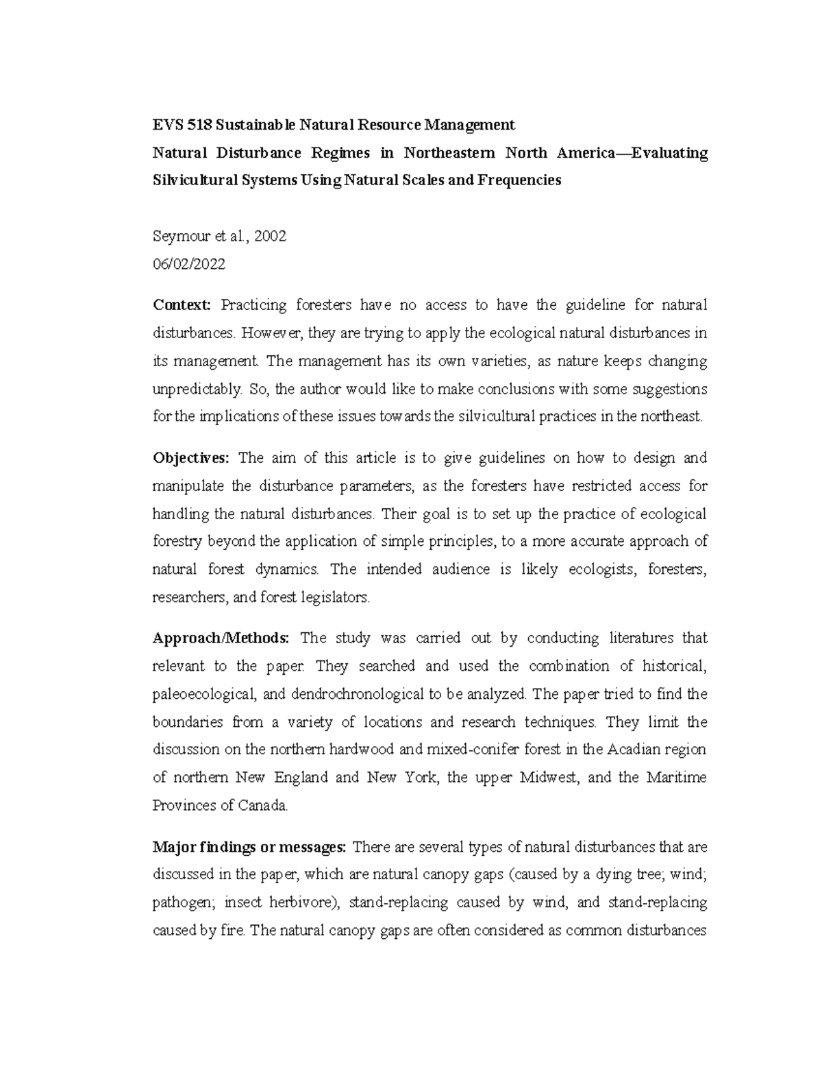 Summary Assignment IV - summarizing the course. - EVS 518 Sustainable ...