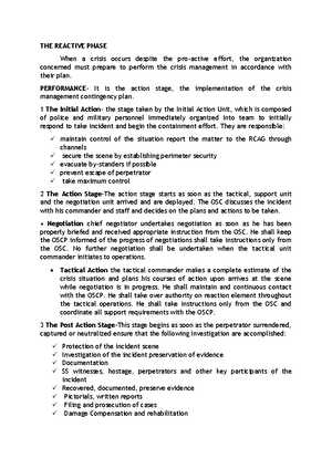 Phases Of Crisis Management - PHASES OF CRISIS MANAGEMENT A. PRO-ACTIVE ...