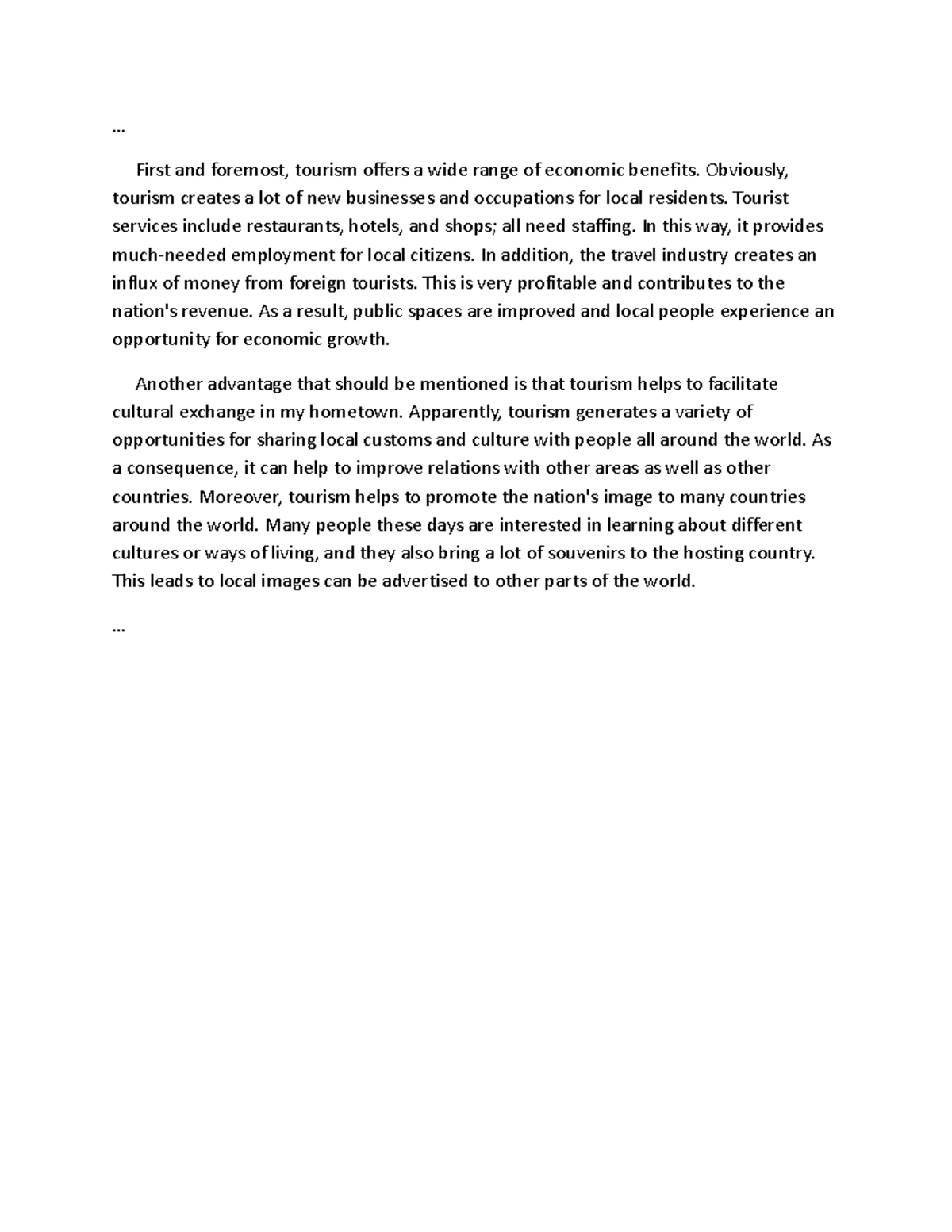 tourism and environment essay