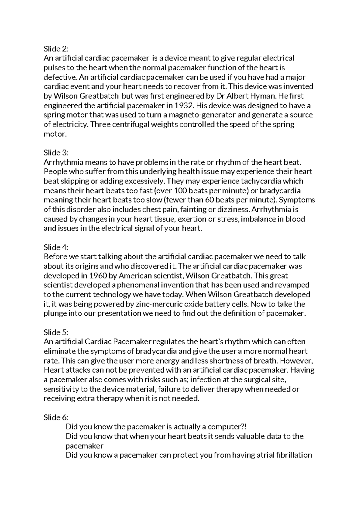 Cardiac Pacemaker research - Slide 2: An artificial cardiac pacemaker ...